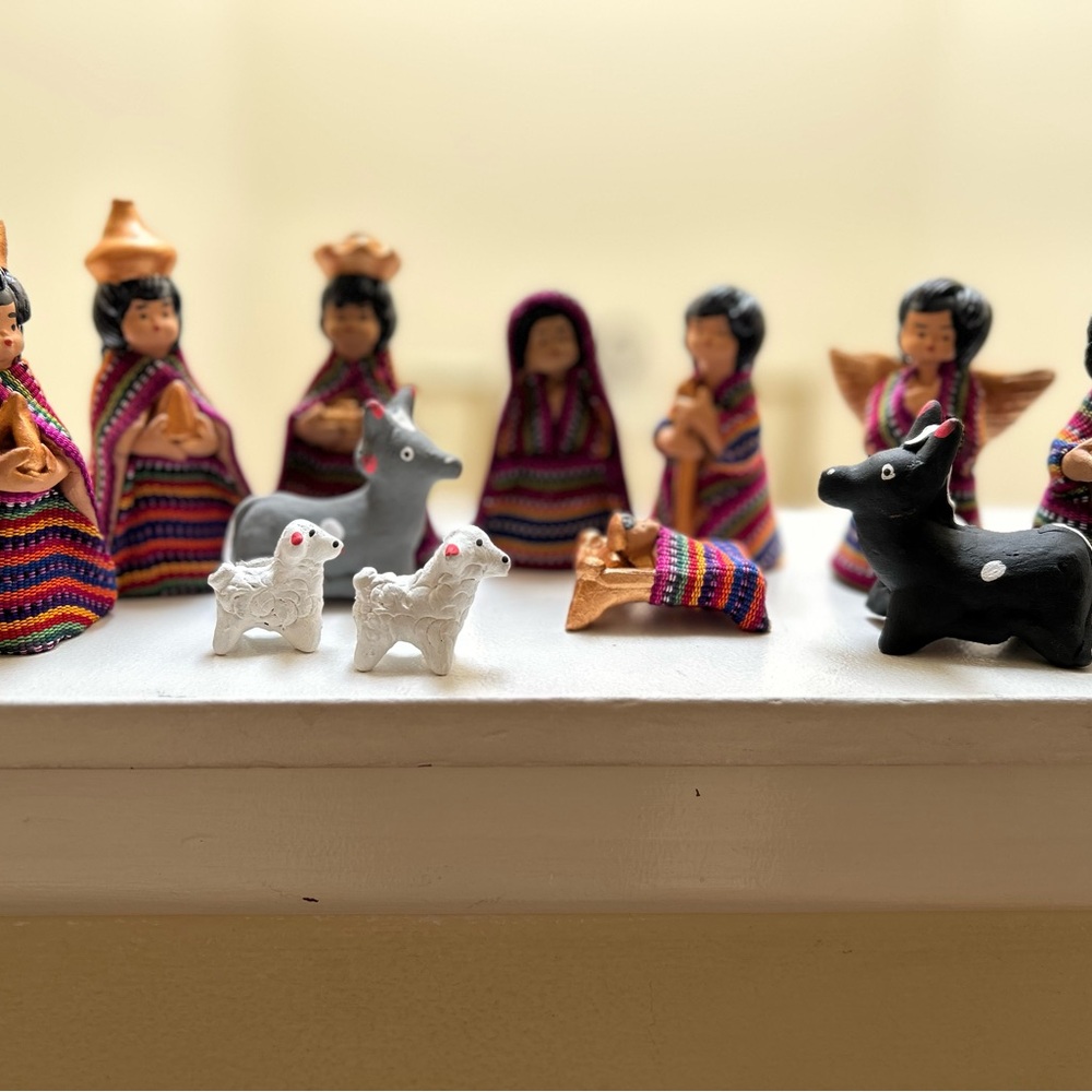 Colorful Handcrafted Clay Guatemalan Nativity Figurine Set - Picture 2 of 7